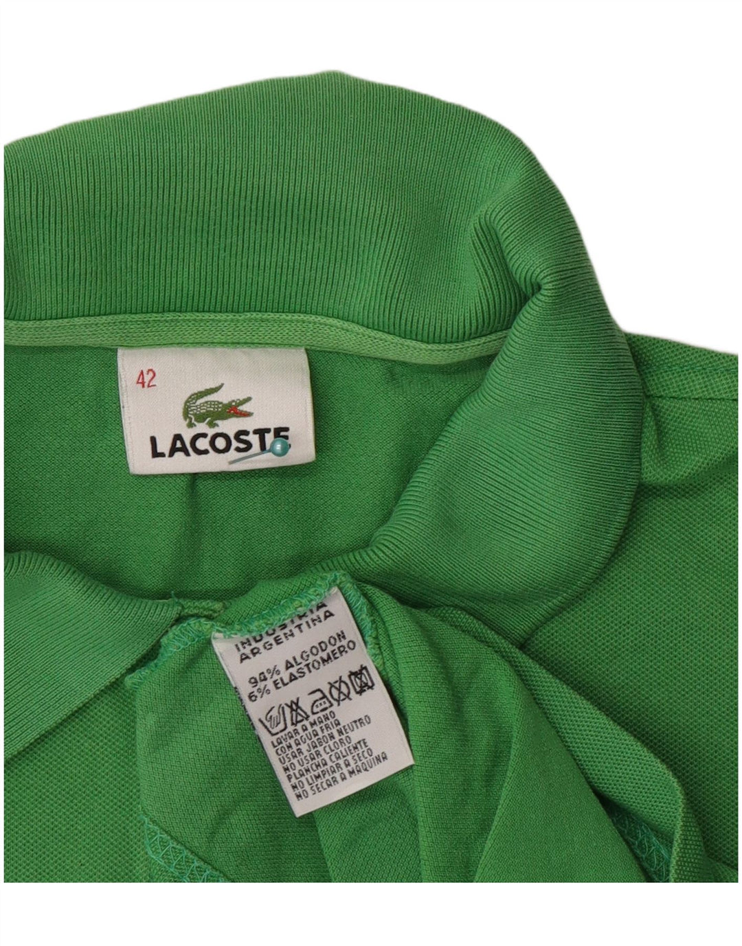 Lacoste Womens Polo Shirt Size 42 Large Green Cotton