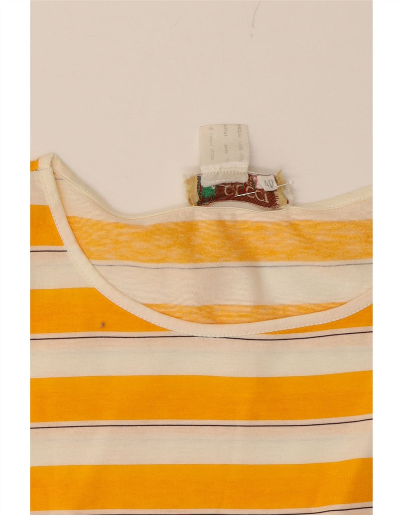 GUCCI Womens Vintage Graphic T-Shirt Dress EU 40 Medium Yellow Striped 80s Vintage Gucci and Second-Hand Gucci from Messina Hembry 