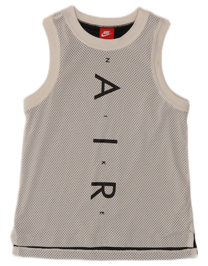 NIKE Boys Graphic Vest Top 12-13 Years Large White Polyester