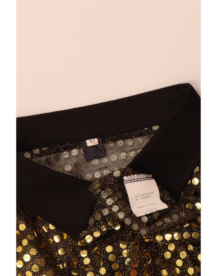 Vintage Womens Shirt Blouse UK 18 XL Gold Polyester