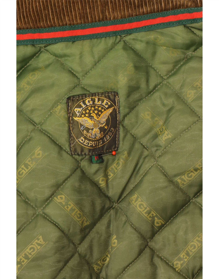 Aigle Mens Quilted Jacket UK 38 Medium Khaki Colourblock