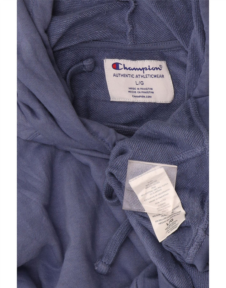 Champion Mens Hoodie Jumper Large Blue Cotton