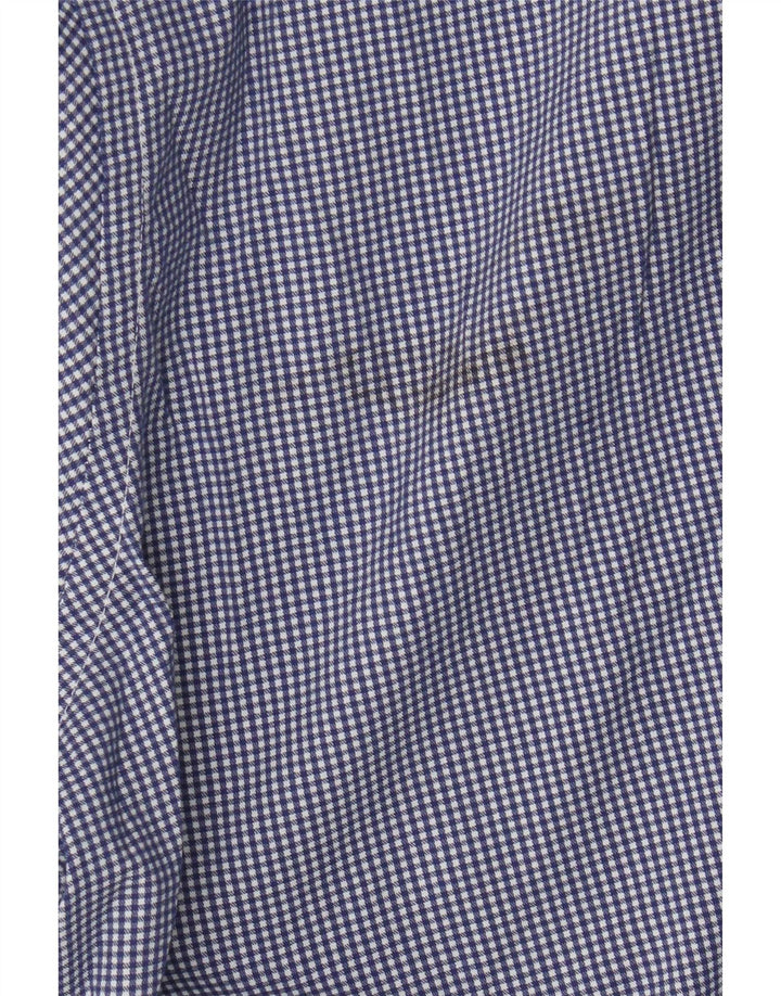 Chaps Mens Regular Fit Shirt Size 18 2XL Blue Gingham Cotton