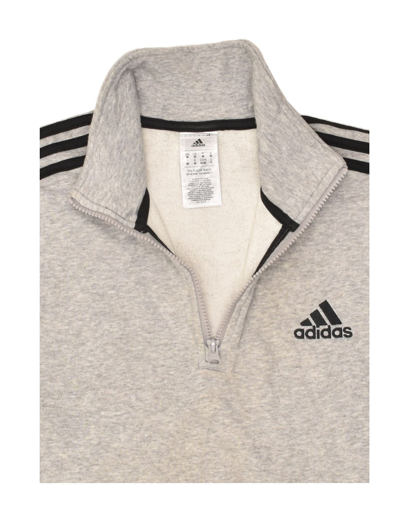 ADIDAS Mens Zip Neck Sweatshirt Jumper Medium Grey Cotton | Vintage Adidas | Thrift | Second-Hand Adidas | Used Clothing | Messina Hembry 