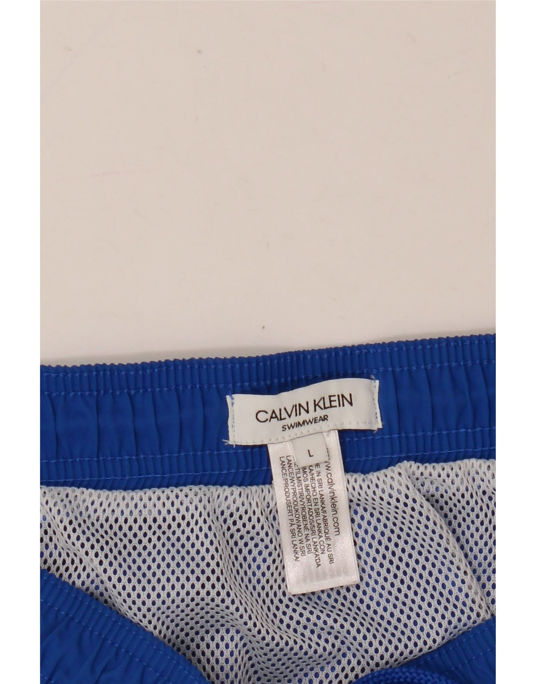 Calvin Klein Mens Graphic Swimming Shorts Large  Blue Colourblock Polyester