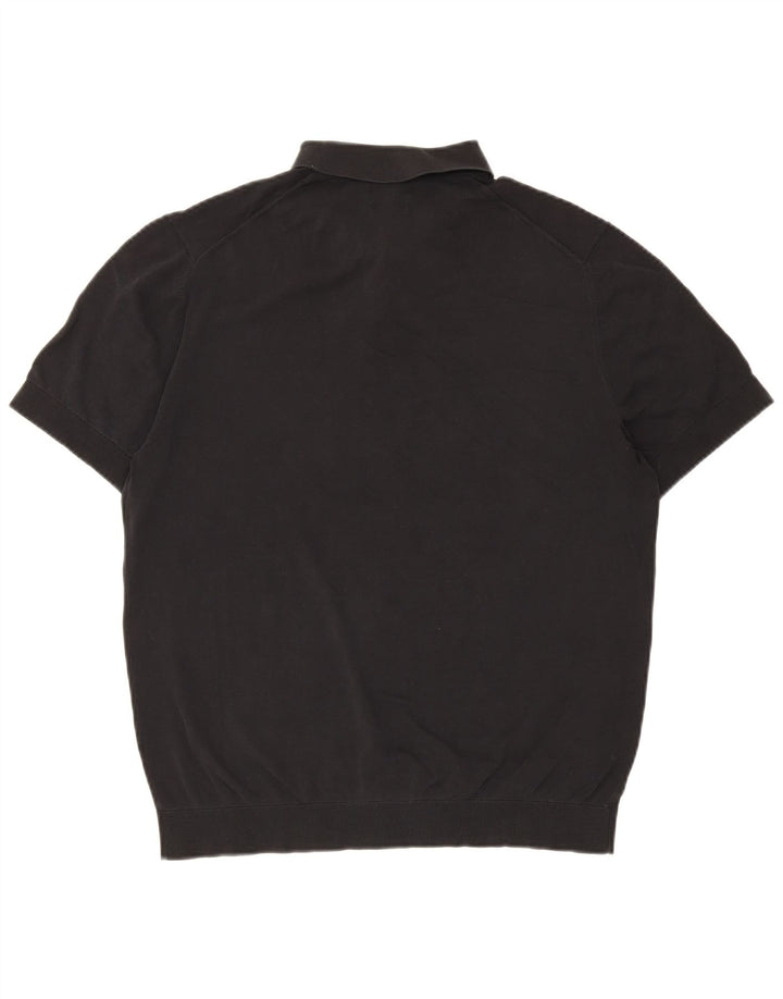Massimo Dutti Mens Polo Shirt Large Black Cotton