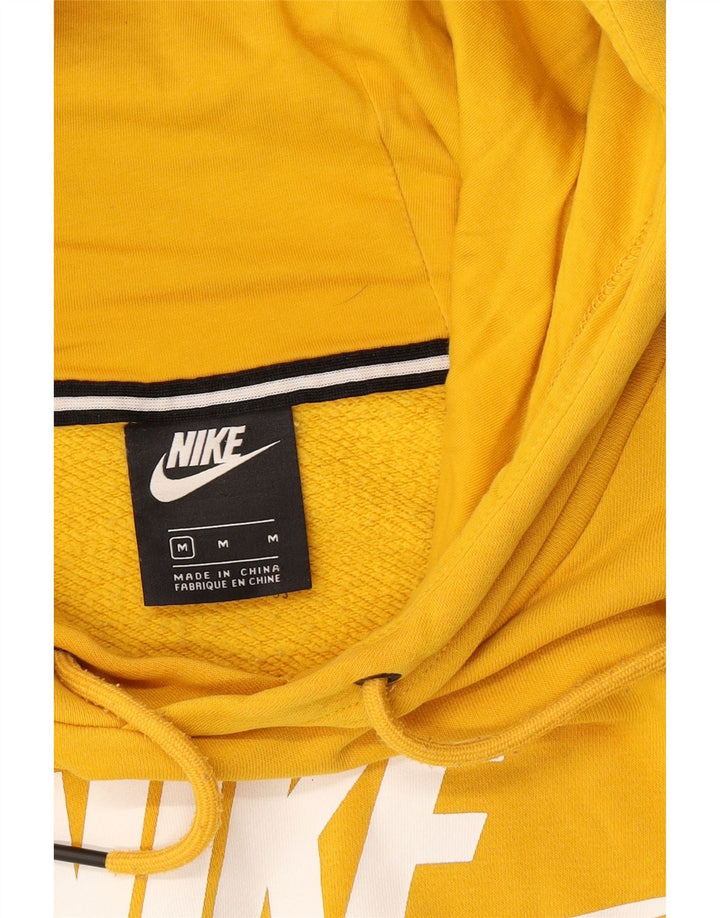 NIKE Womens Oversized Crop Graphic Hoodie Jumper UK 14 Medium Yellow Vintage Nike and Second-Hand Nike from Messina Hembry 