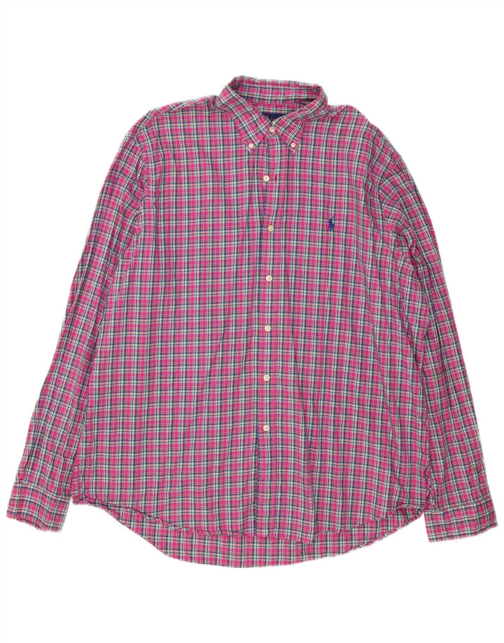 Ralph Lauren Mens Shirt 2XL Pink Check Cotton