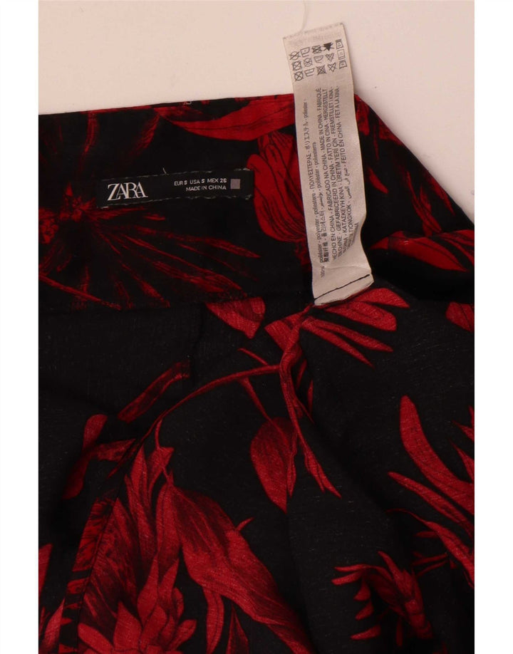 Zara Womens Mini Skirt Small W26 Black Floral Polyester