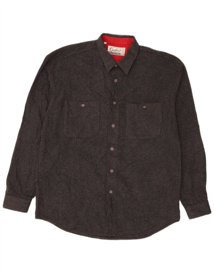 Vintage Mens Flannel Shirt Large Black Cotton