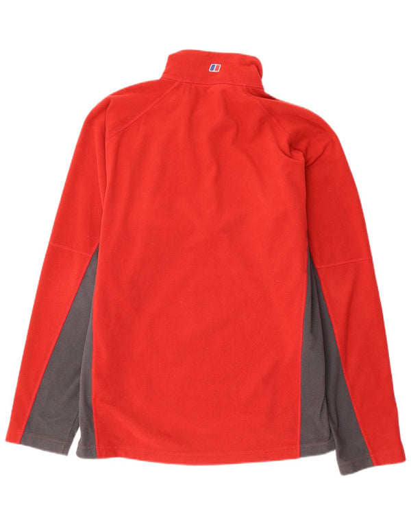Berghaus Mens Zip Neck Fleece Jumper Large Red Colourblock Polyester