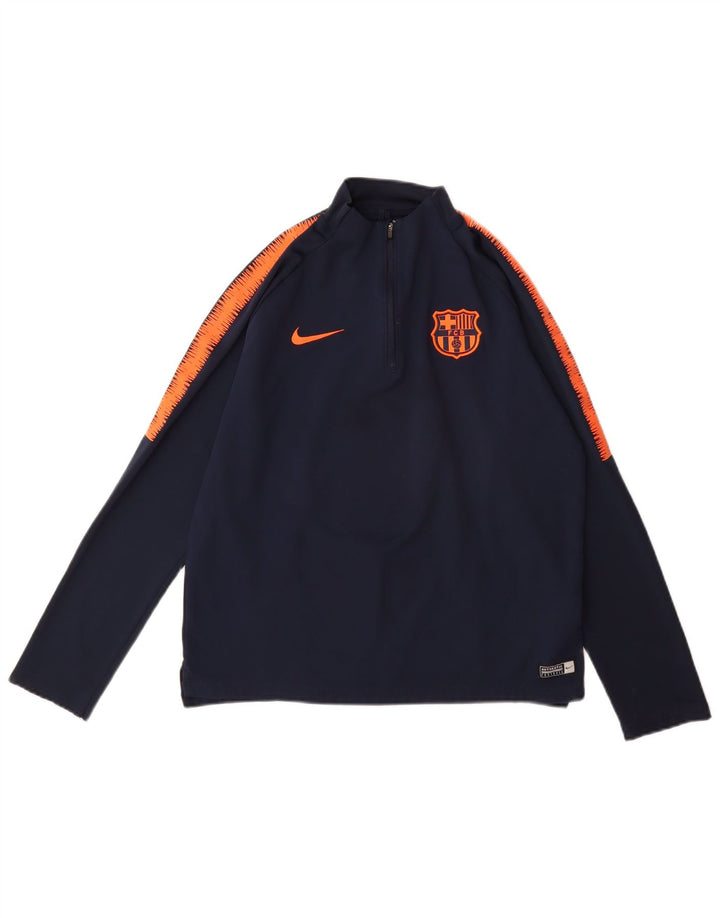 NIKE Boys Graphic Pullover Tracksuit Top 13-14 Years Navy Blue Colourblock