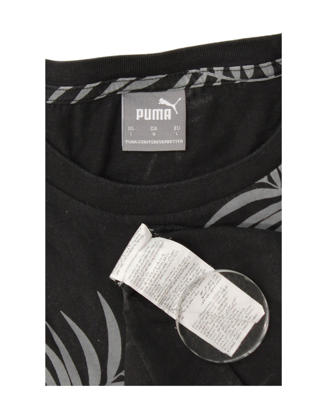 Puma Mens T-Shirt Top Large Black Floral Cotton