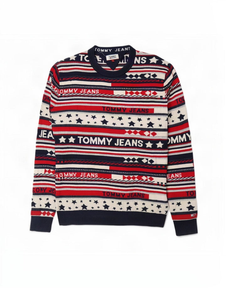 Tommy Hilfiger Mens Crew Neck Jumper Sweater Large Multicoloured Striped