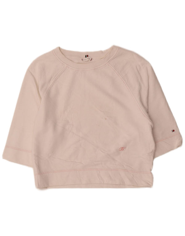 Tommy Hilfiger Womens 3/4 Sleeve Sweatshirt Jumper UK 14 Medium White