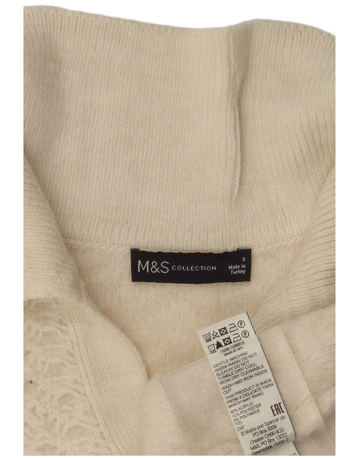 Marks & Spencer Womens Oversized Polo Neck Jumper Sweater UK 10 Small White