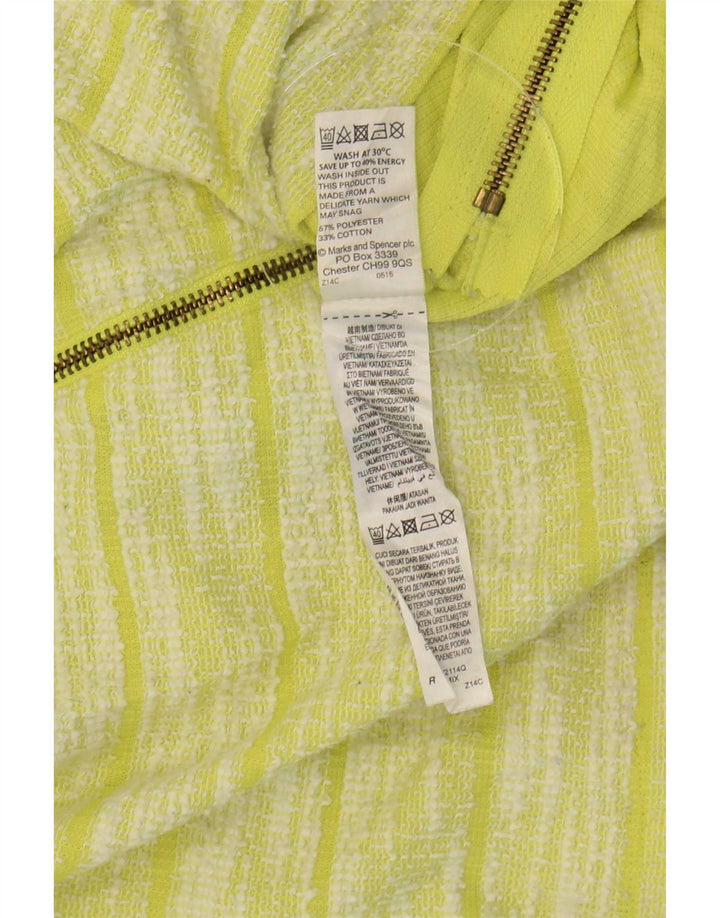 Marks & Spencer Womens Top 3/4 Sleeve UK 14 Large Green Striped Polyester