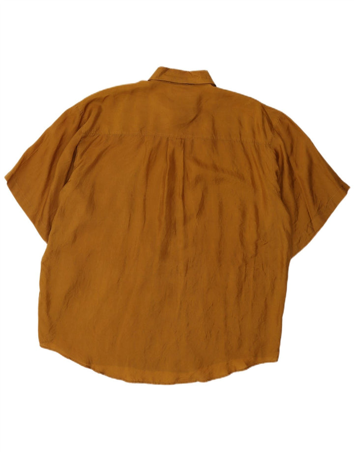 Lucky Star Mens Short Sleeve Shirt XL Brown Silk