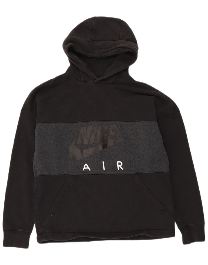 Nike Mens Graphic Hoodie Jumper Medium Black Colourblock Cotton