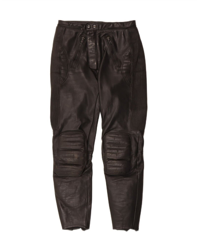 POLO Mens Moto Racer Leather Trousers IT 46 Small W28 L28 Black Leather Vintage POLO and Second-Hand POLO from Messina Hembry 