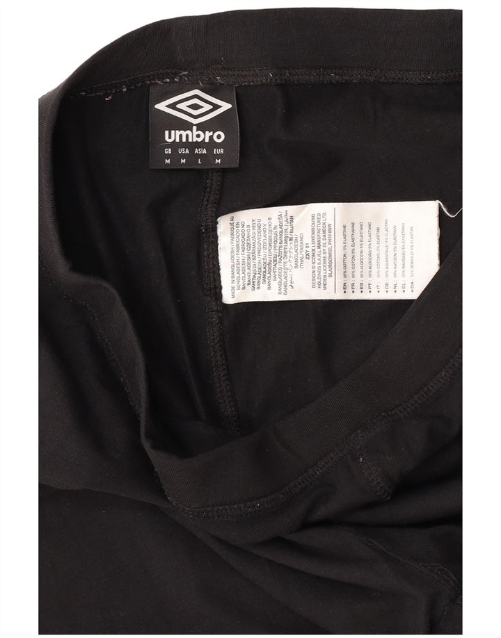 UMBRO Womens Crop Graphic Leggings UK 12 Medium  Black Cotton