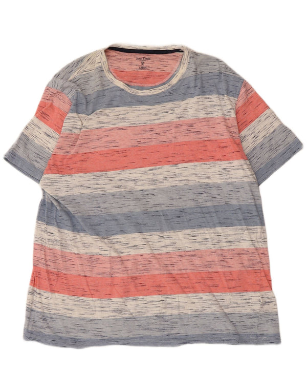 James Pringle Mens T-Shirt Top Large Multicoloured Striped Cotton