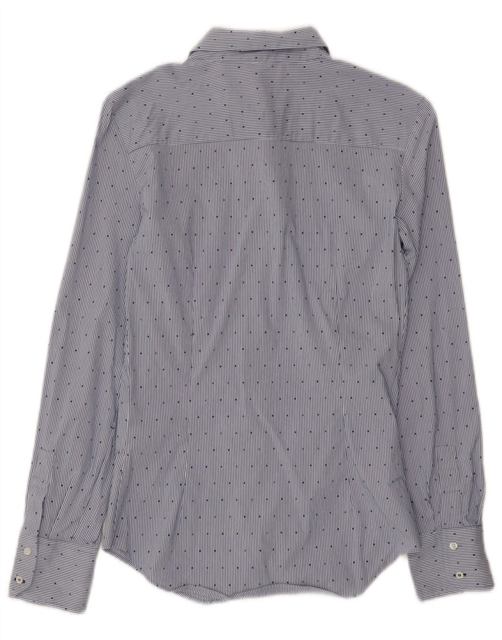Zara Womens Shirt UK 8 Small Blue Pinstripe Cotton
