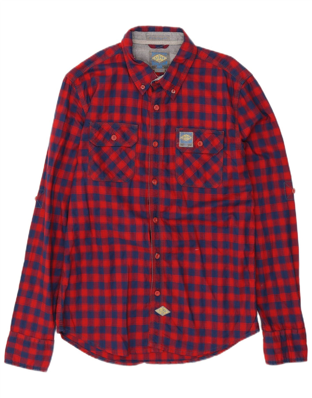 SUPERDRY Mens Flannel Shirt Large Red Check Cotton