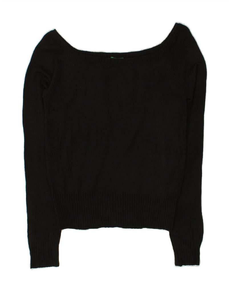 BENETTON Womens Boat Neck Jumper Sweater UK 8 Small Black | Vintage Benetton | Thrift | Second-Hand Benetton | Used Clothing | Messina Hembry 