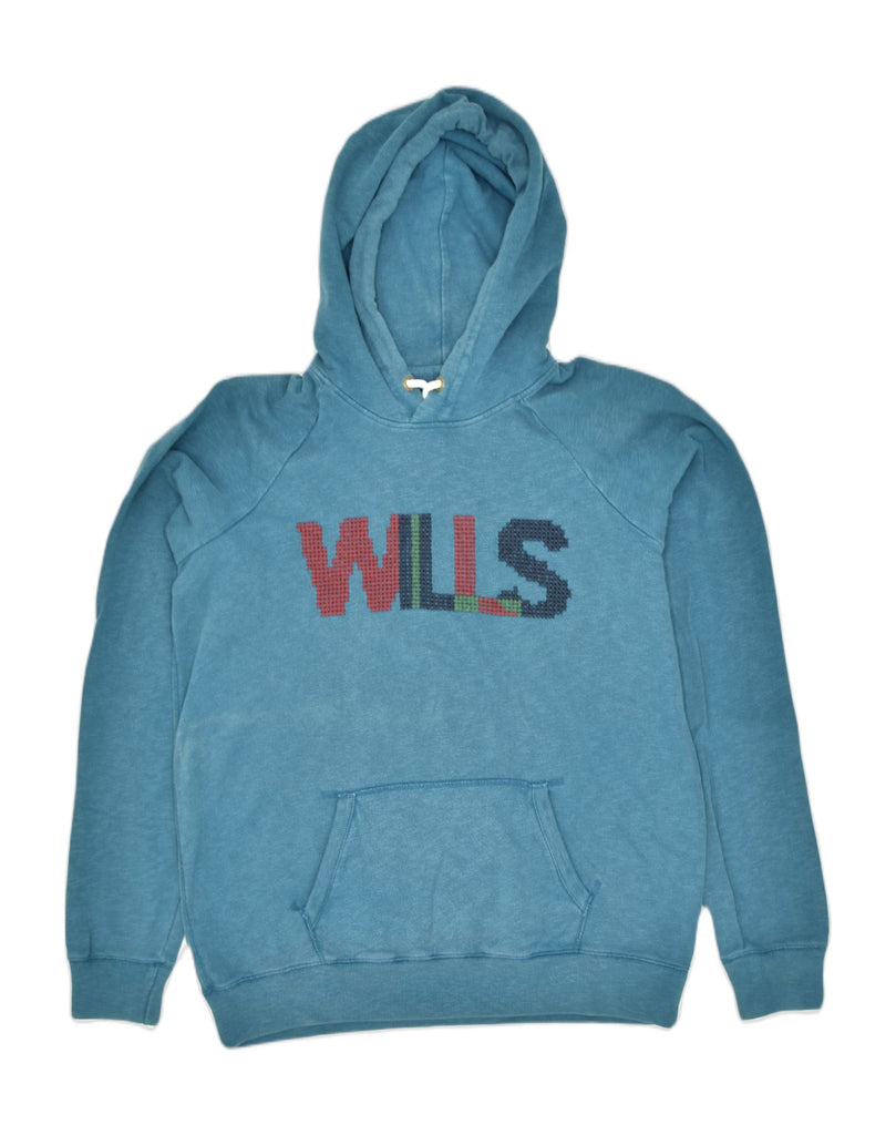 JACK WILLS Mens Graphic Hoodie Jumper Medium Blue Cotton | Vintage Jack Wills | Thrift | Second-Hand Jack Wills | Used Clothing | Messina Hembry 