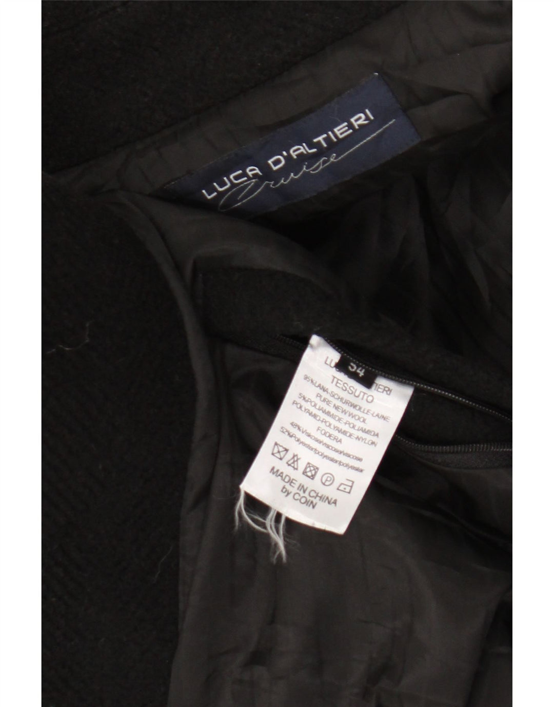 Luca D'altieri Mens Duffle Coat IT 54 2XL Black Wool