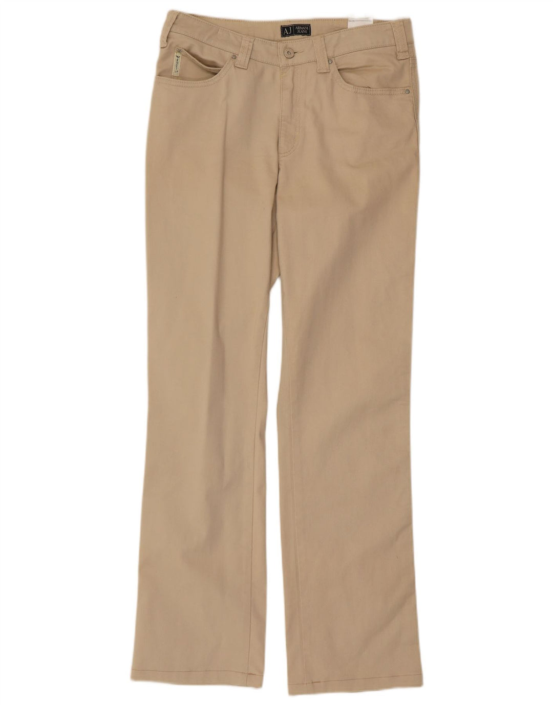 Armani Womens Straight Casual Trousers W30 L30 Beige Cotton