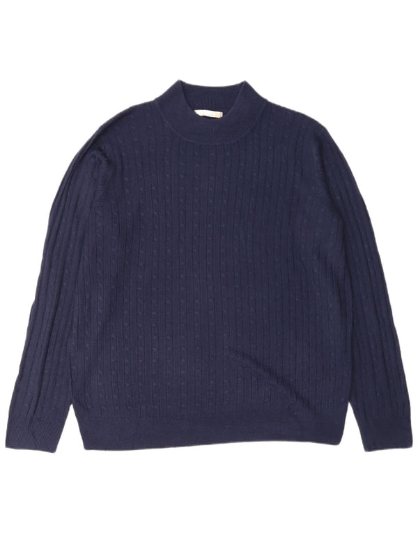 Marks & Spencer Womens Turtle Neck Jumper Sweater UK 18 XL Navy Blue