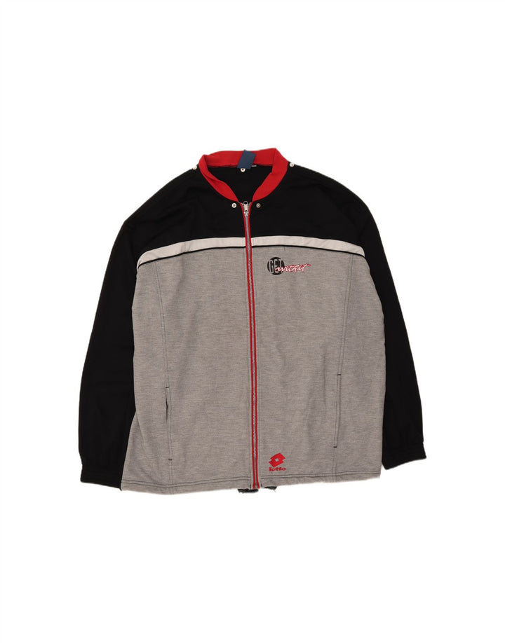LOTTO Mens Graphic Tracksuit Top Jacket 2XL Grey Colourblock Polyester