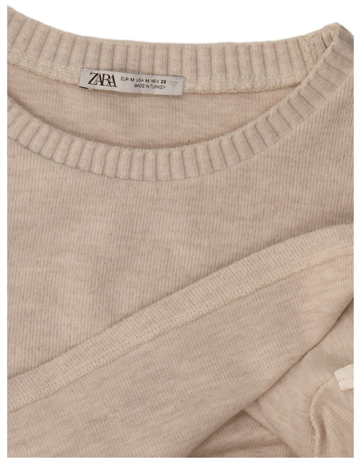 Zara Womens Blouse Top UK 12 Medium Beige