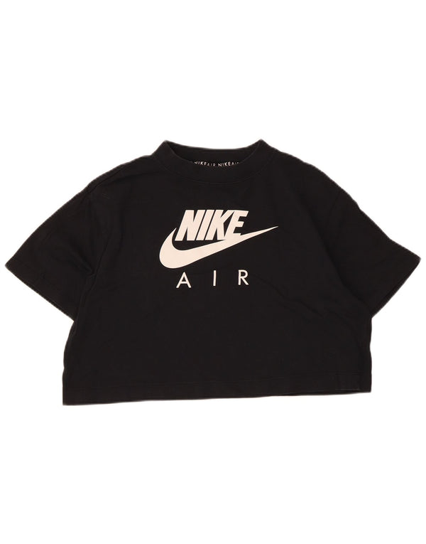 Nike Womens Crop Oversized Graphic T-Shirt Top UK 6 XS Black