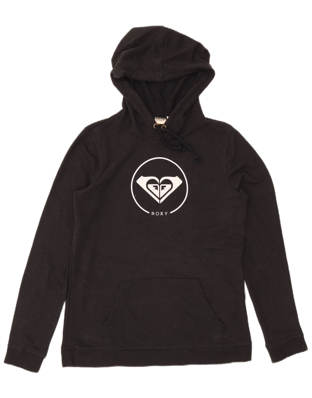 Roxy Womens Graphic Hoodie Jumper UK 14 Medium Black Cotton