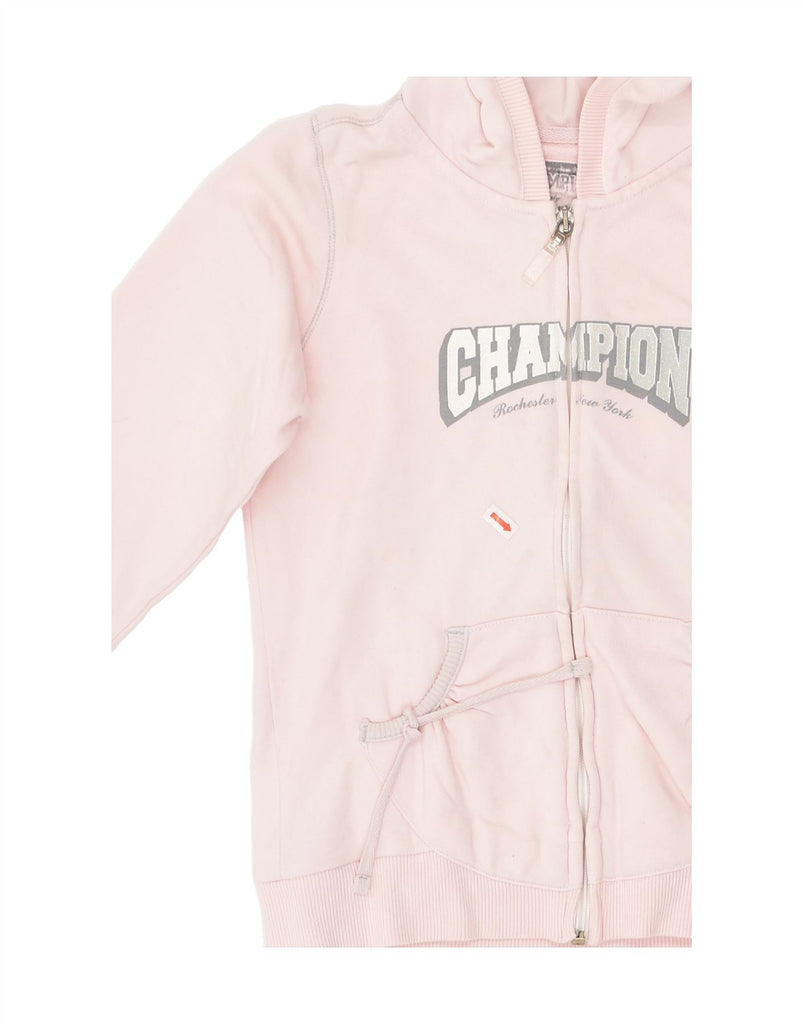 CHAMPION Girls Graphic Zip Hoodie Sweater 9-10 Years Medium Pink Cotton | Vintage Champion | Thrift | Second-Hand Champion | Used Clothing | Messina Hembry 