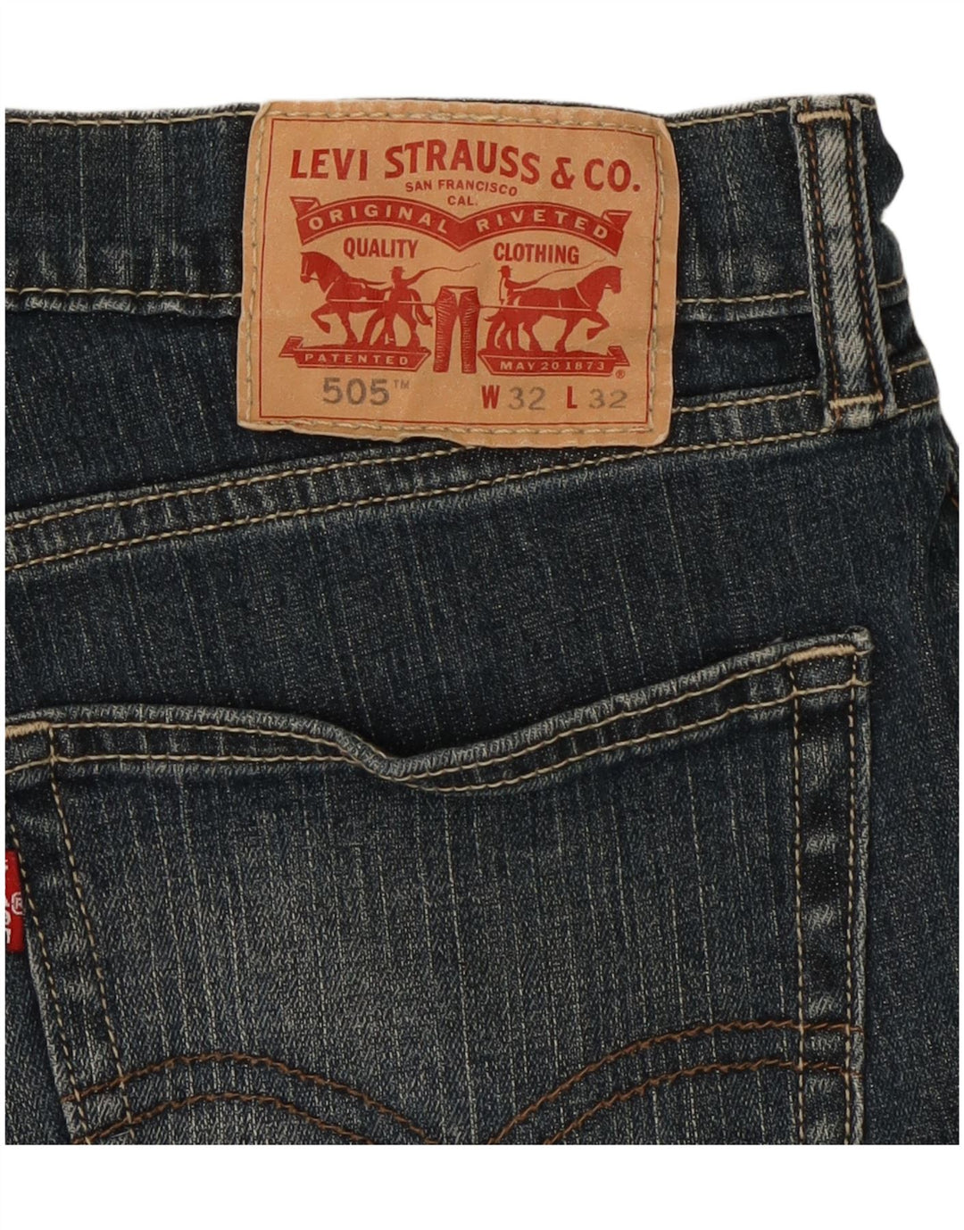 Levi's Mens 505 Straight Jeans W32 L32 Blue Cotton