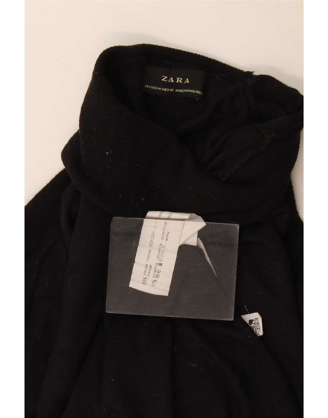 Zara Mens Roll Neck Jumper Sweater Medium Black Viscose