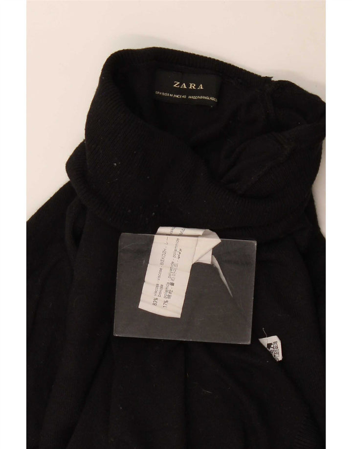 Zara Mens Roll Neck Jumper Sweater Medium Black Viscose