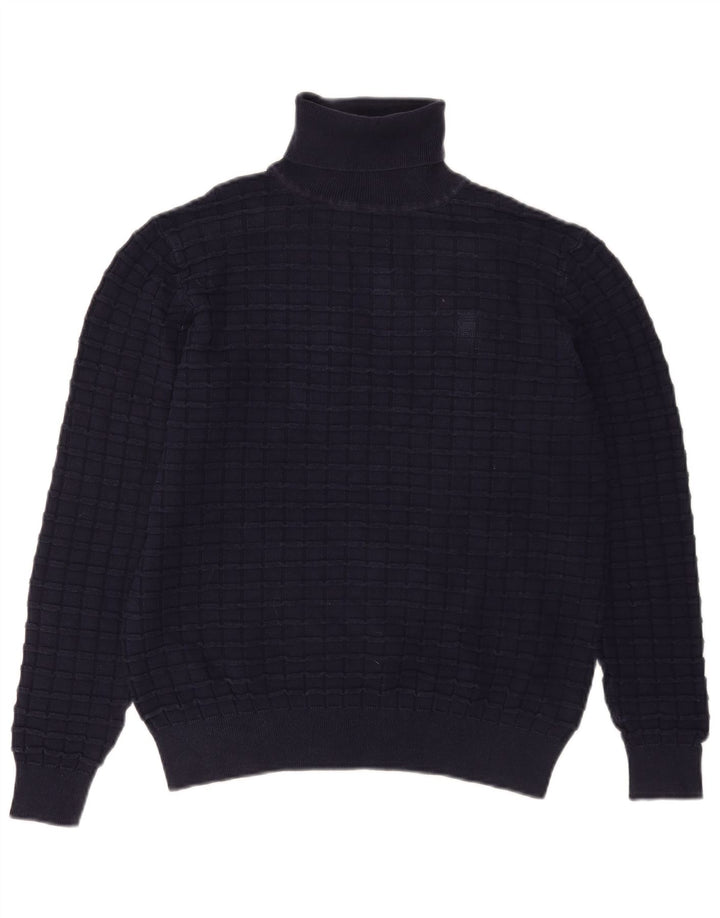 G-STAR Mens Roll Neck Jumper Sweater Medium Navy Blue Cotton