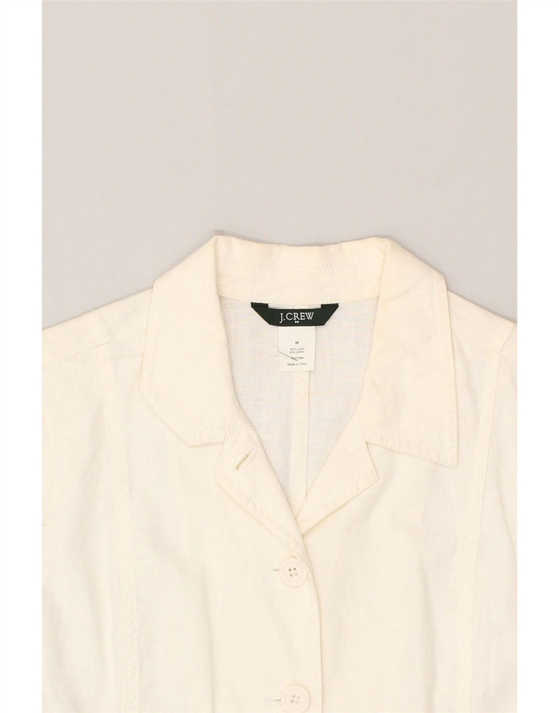 J. CREW Womens 4 Button Blazer Jacket UK 14 Medium Off White Linen | Vintage J. Crew | Thrift | Second-Hand J. Crew | Used Clothing | Messina Hembry 