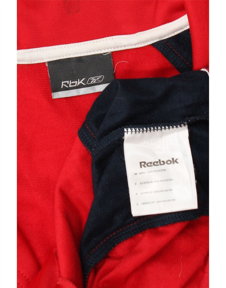 Reebok Womens Tracksuit Top Jacket UK 14 Medium Red Colourblock Polyester