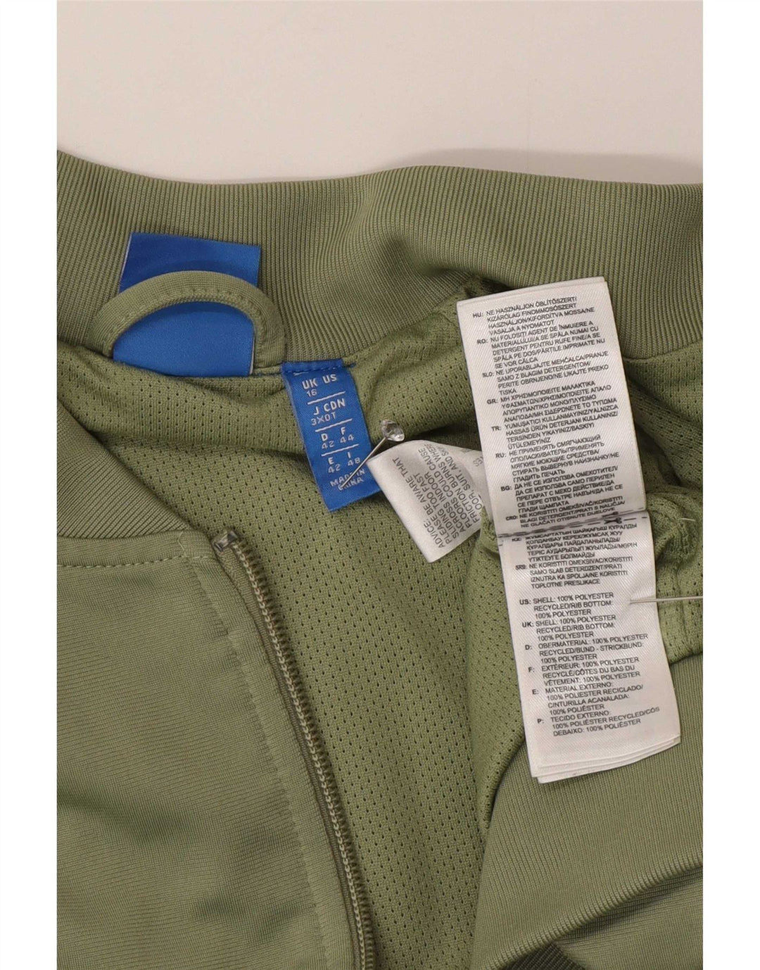 Adidas Womens Graphic Tracksuit Top Jacket UK 16 Large Green Polyester