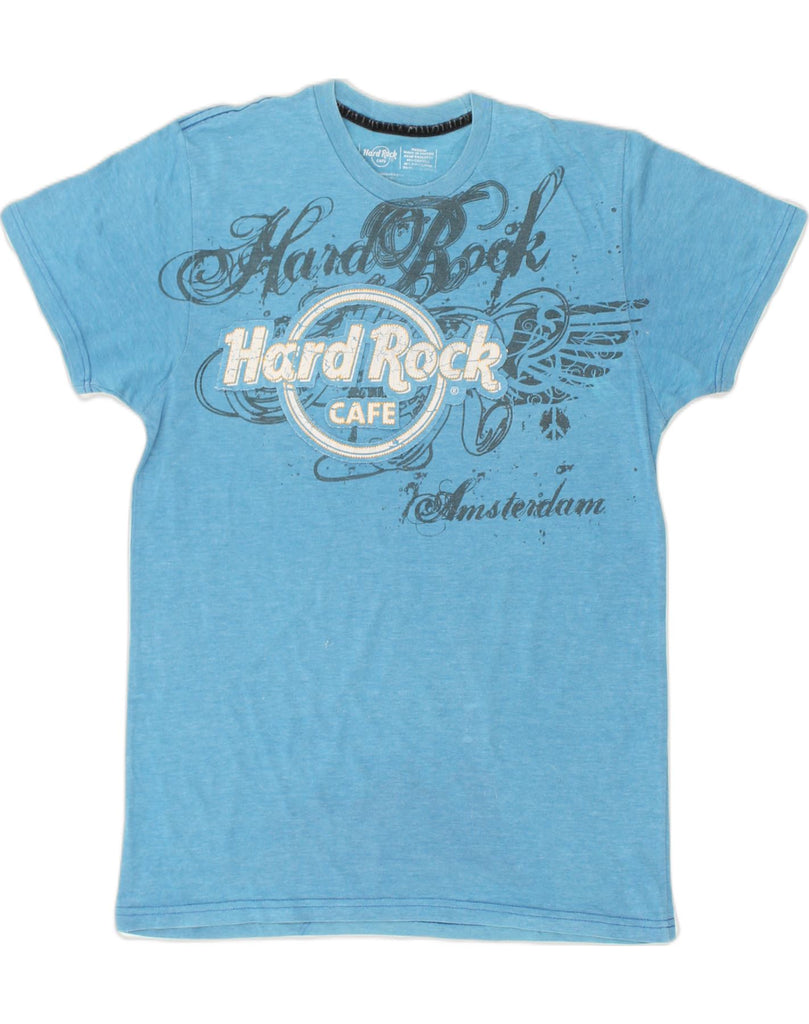 HARD ROCK CAFE Mens Amsterdam Graphic T-Shirt Top Medium Blue Cotton | Vintage Hard Rock Cafe | Thrift | Second-Hand Hard Rock Cafe | Used Clothing | Messina Hembry 