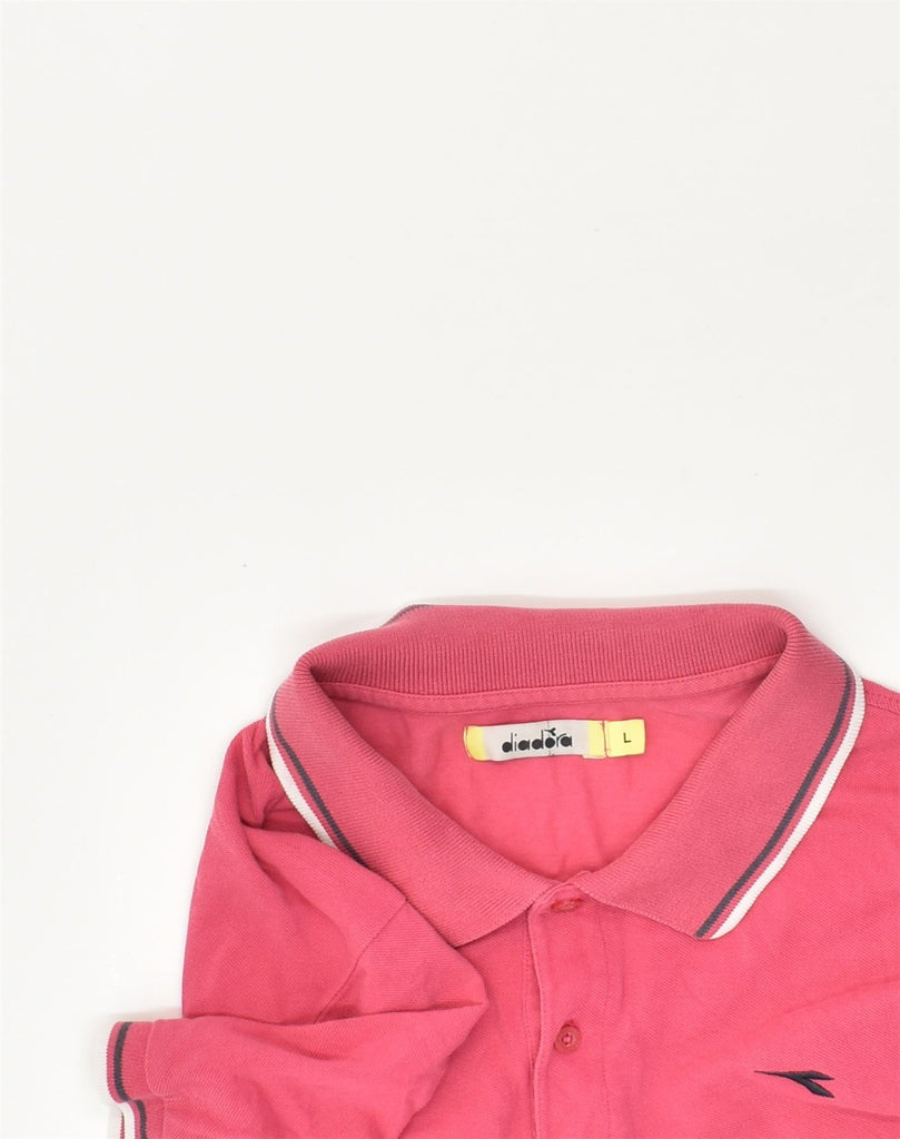 DIADORA Mens Polo Shirt Large Pink Cotton | Vintage Diadora | Thrift | Second-Hand Diadora | Used Clothing | Messina Hembry 