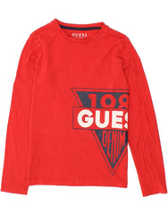 GUESS Boys Graphic Top Long Sleeve 7-8 Years Red