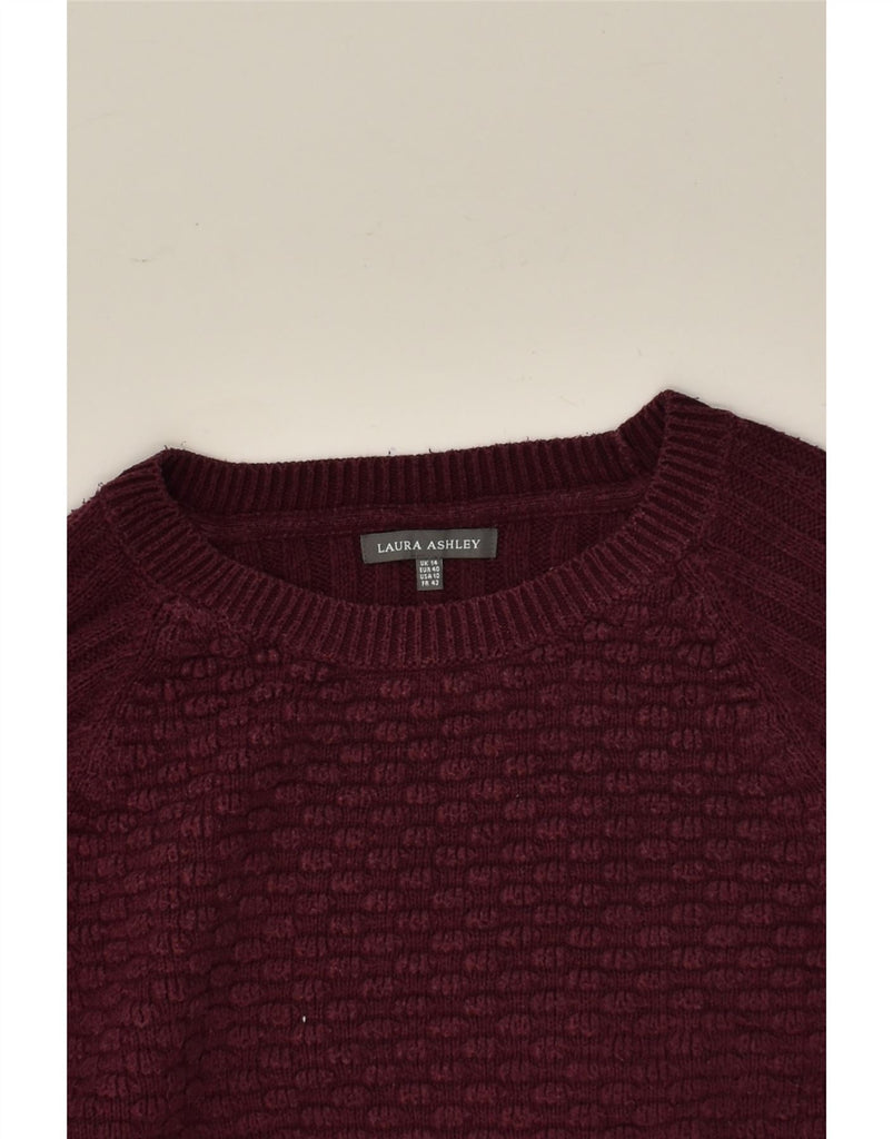 LAURA ASHLEY Womens Boat Neck Jumper Sweater UK 14 Large Burgundy Cotton | Vintage Laura Ashley | Thrift | Second-Hand Laura Ashley | Used Clothing | Messina Hembry 