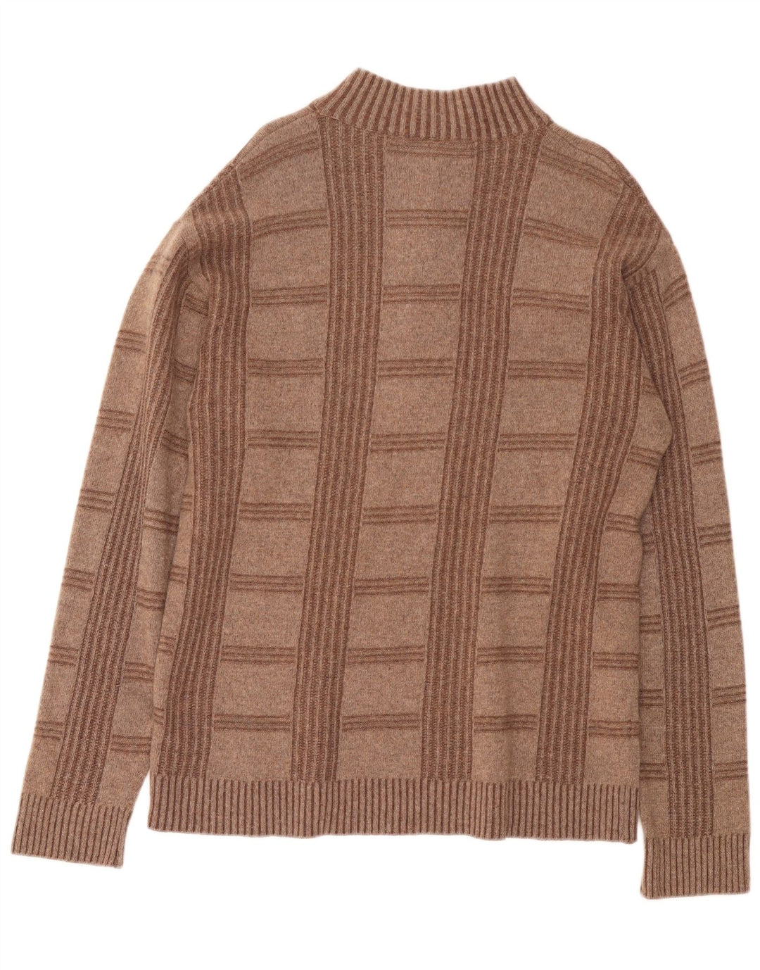 Douglas Mens Zip Neck Jumper Sweater Large Brown Geometric